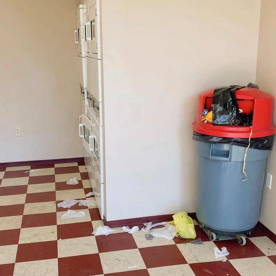 Before: commercial laundry room floor